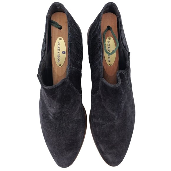 Tod's Italy Tex Black Suede Ankle Booties Women 6.5 Chunky Heel Dress Shoes 37.5 - Picture 9 of 12